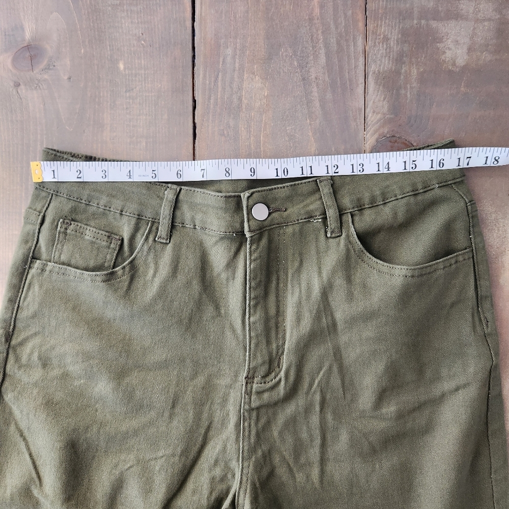 SHEIN Green Khaki Wide Leg Jeans - Size 1X - Picture 10 of 12